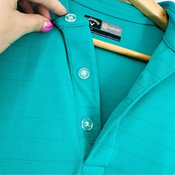 Mens Calloway Opti Dri Teal Blue Short Sleeve Golf Polo Shirt M - Picture 3 of 6